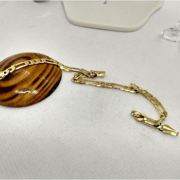 14kt gold bonded stamped Mariner chain link bracelet masculine or femin… - Picture 4 of 4